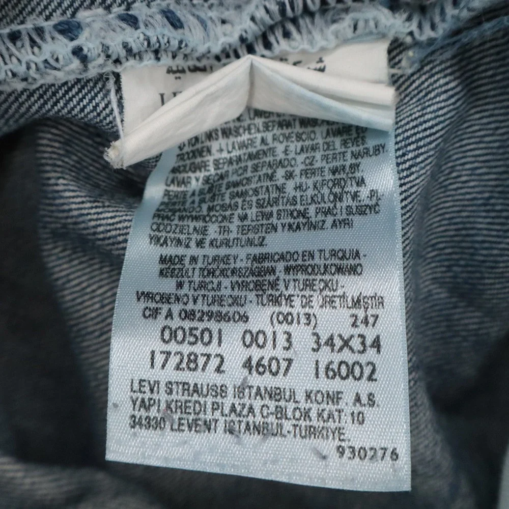 Levis 501 Original Fit Mens Jeans 34x34 Dark Blue Denim Button Fly Straight Leg